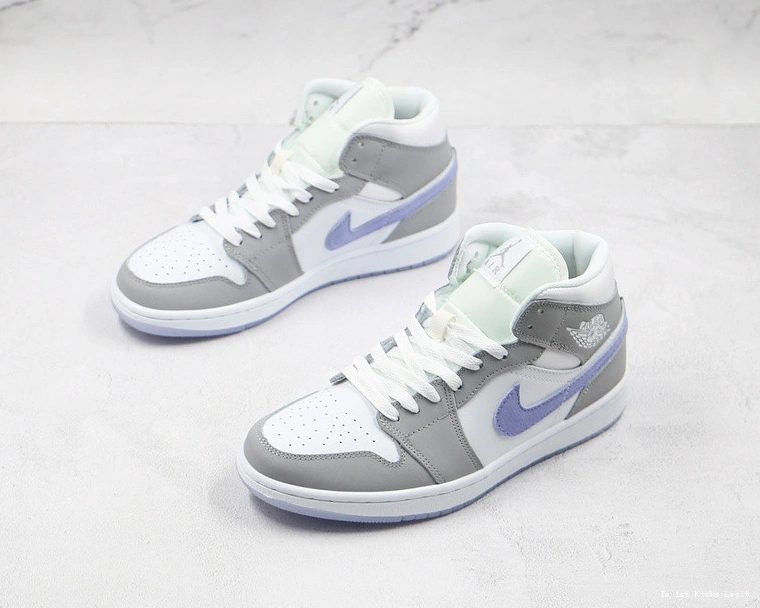 Grey BQ6472-105 Jordan 1 Mid Aluminum (W) - Wolf 0509